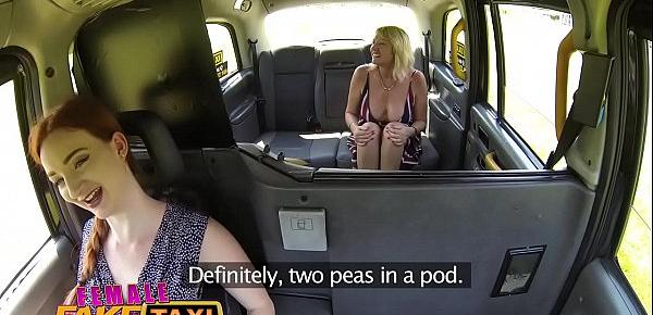  Female Fake Taxi Blonde milf cums on sexy redheads tongue